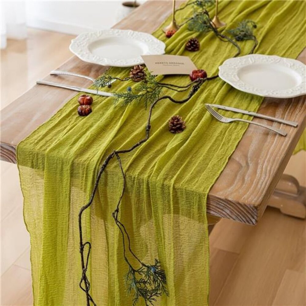New Moss Green Cheesecloth Easter Table Runner Gauze 120 Inch 10 FT Rustic Boho